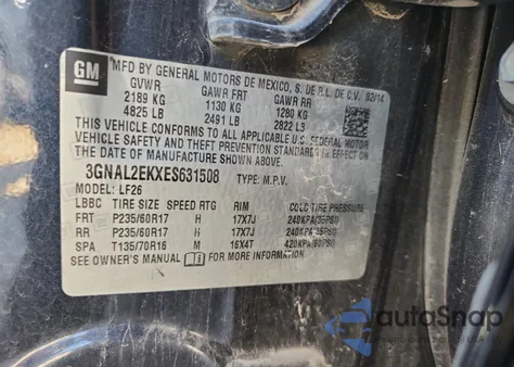 2014 Chevrolet Captiva Ls z USA, uszkodzony, nr VIN 3GNAL2EKXES631508